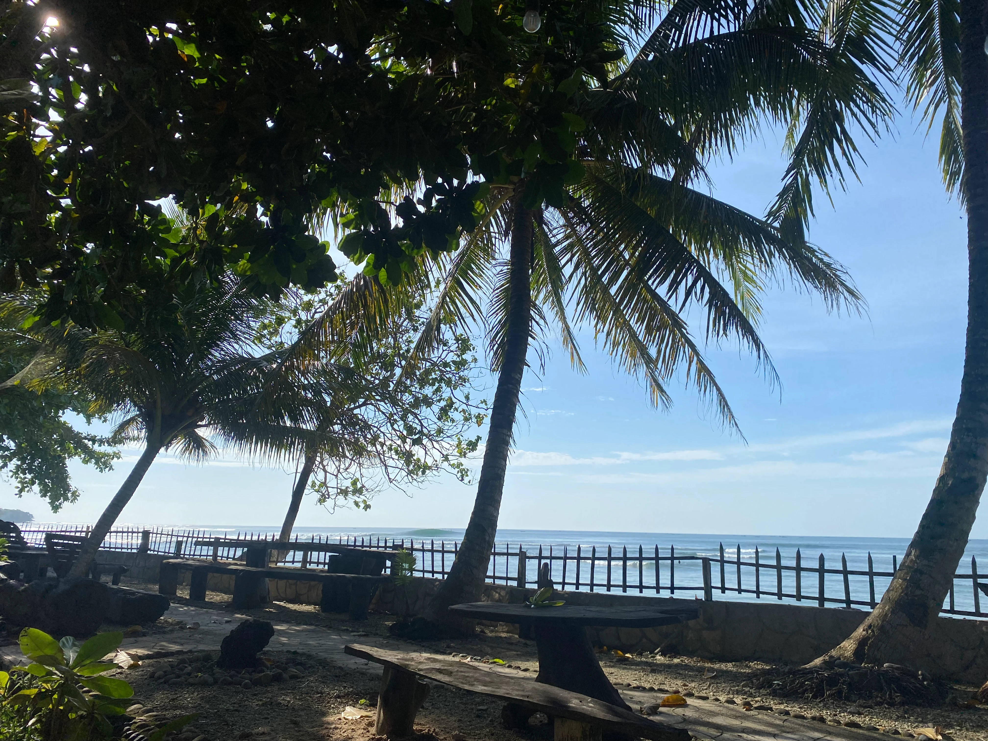 Beachfront view directly in front of The Peak surf break, Krui