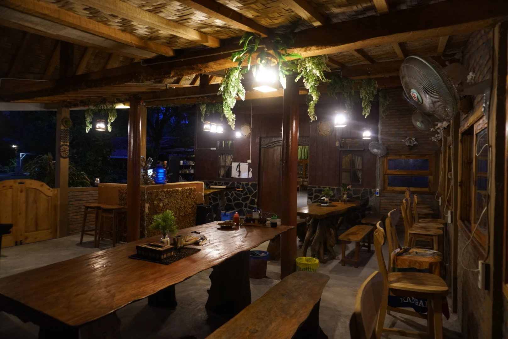 Covered terrace overlooking the surf at Krui Surf Camp