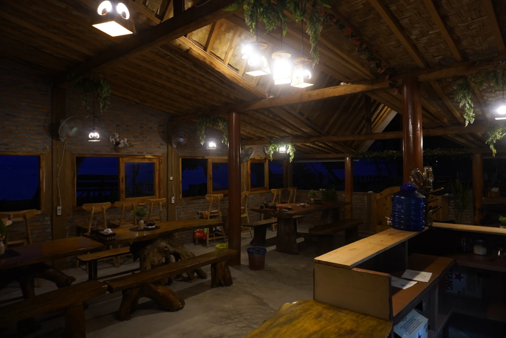 Terrace dining area at Krui Surf Camp, South Sumatra